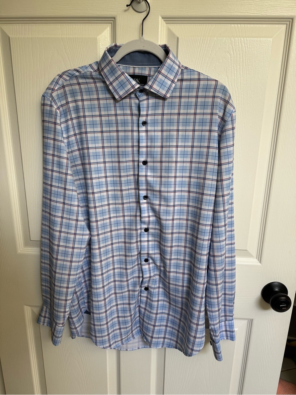 Light Blue Plaid Men's Dress Shirt - Classic Button-Down